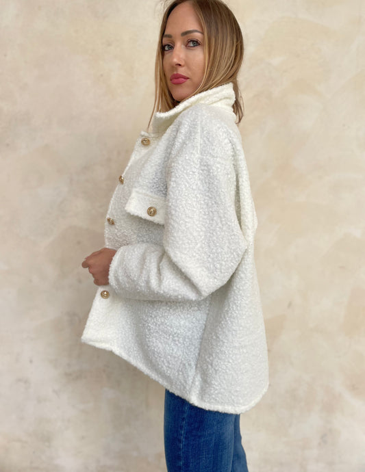 Giacca boucle bottoni oro