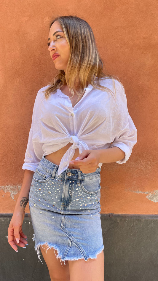 Gonna jeans strass